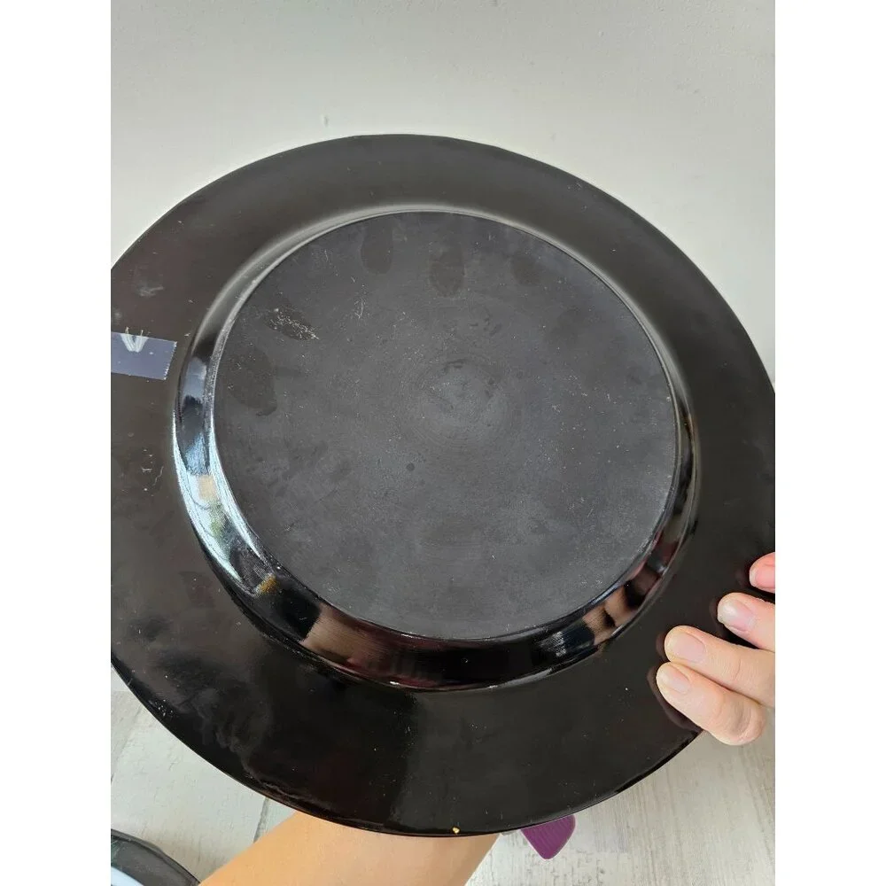 Pier 1 swirl black plate‎ retired white unique dinner 13